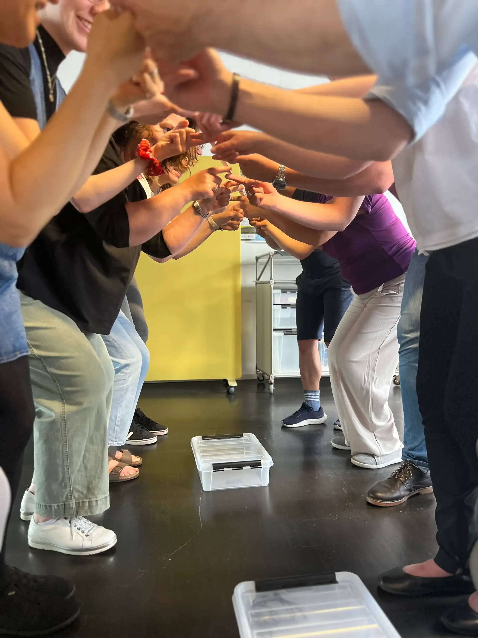 Teilnehmende vom Teamentwicklung Training stehen sich gegenüber in einer praktischen Übung